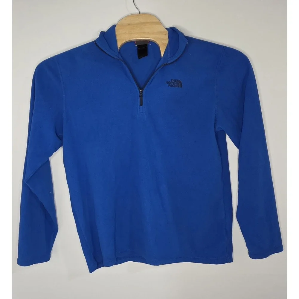 The North Face Mens Size M Blue Long Sleeve 1/4 Zip Fleece‎ Pullover